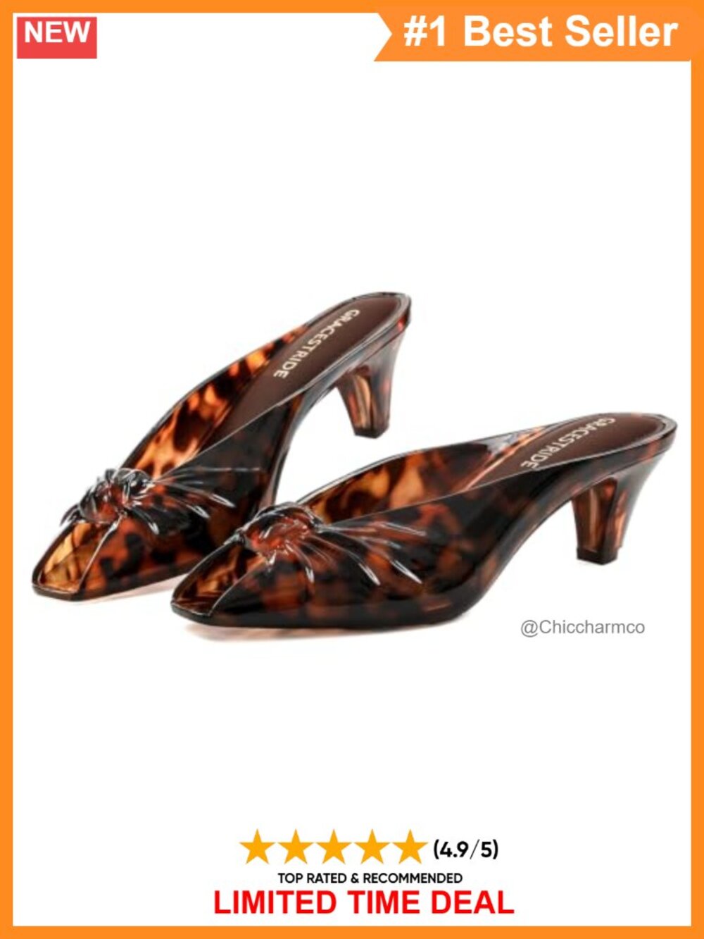 Jelly Mule Sandals Kitten Heel Open Toe Slip On Women's